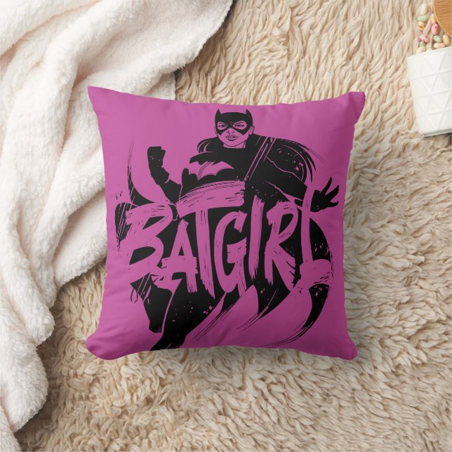 Batgirl Ink Brush Name Throw Pillow (Blanket)