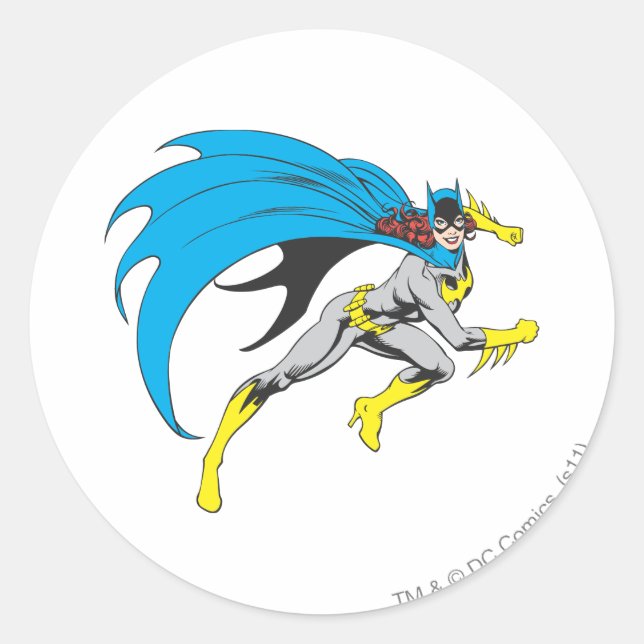 Batgirl Runs Classic Round Sticker (Front)