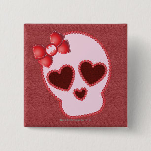 Batgirl Skull With Bow 2 Inch Square Button