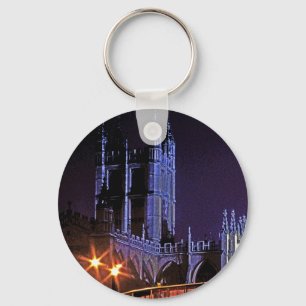 Bath Abbey at Night, Somerset, England, UK (2) Keychain