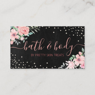 Bath & Body Spa Skincare Black Floral Business Card