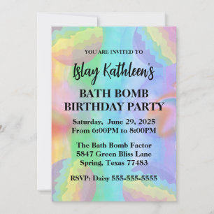 Bath Bomb Birthday Party Invitation