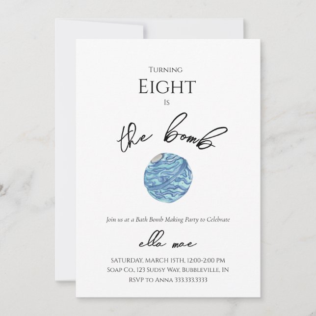 Bath Bomb Birthday Party Invitation (Front)