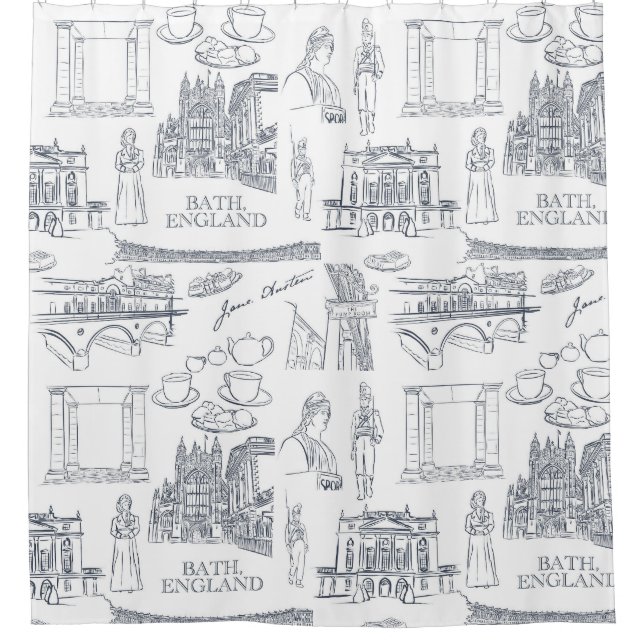 Bath, England Toile style pattern, Jane Austen (Front)