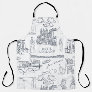 Bath, England Toile style pattern, Jane Austen Apron