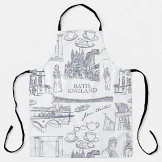 Bath, England Toile style pattern, Jane Austen Apron
