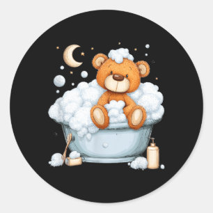 Bath Foam Teddy Bear with Bubbles for Bathtubes Classic Round Sticker