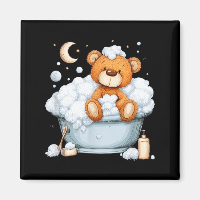 Bath Foam Teddy Bear with Bubbles for Bathtubes Magnet (Front)