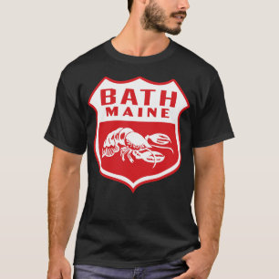 Bath Maine Retro  Shield White T-Shirt