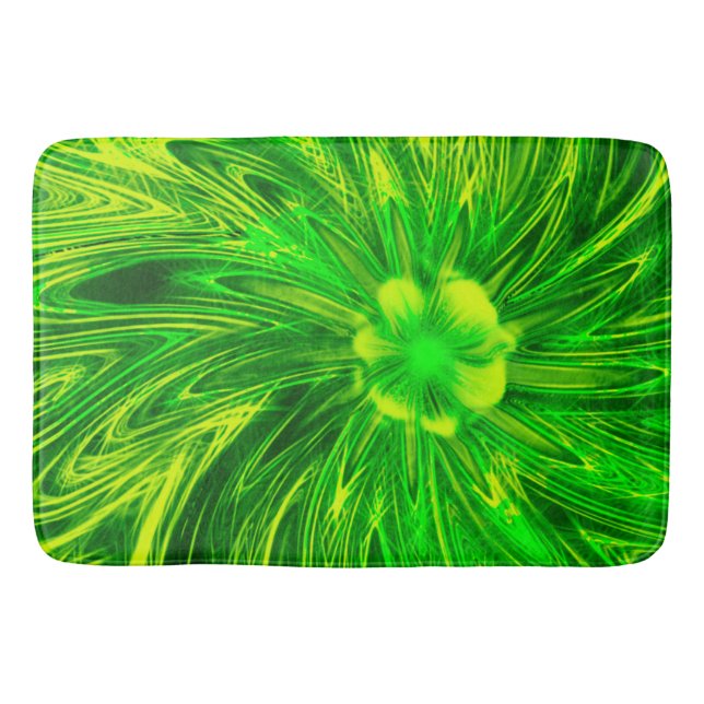 Bath Mat Abstract Lines Green Flower (Front)