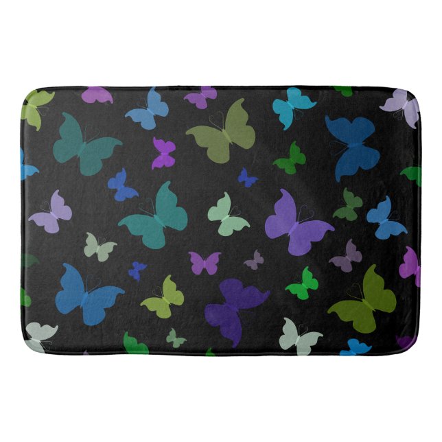 Bath Mat/Black with Butterflies Mat (Front)