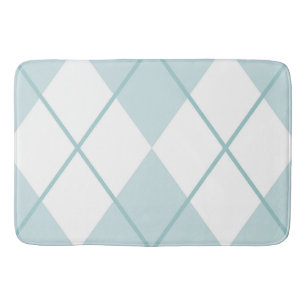 Bath Mat/Blue and White Plaid Diamond Pattern Mat