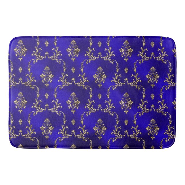 Bath Mat-Blue & Gold Bath Mat (Front)