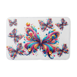 Bath Mat - Colourful Geometric Butterflies
