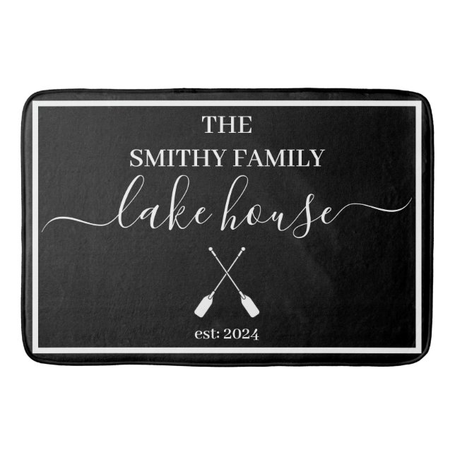 Bath Mat - Lake House Black and White (Front)