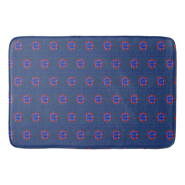Bath Mat, Large, USA Design in Red, White, Blue Mat (Front)
