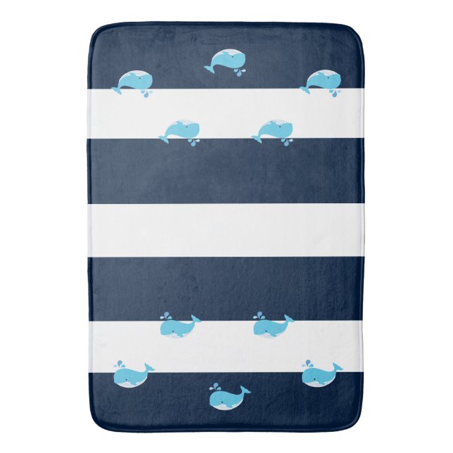 Bath Mat - Light Blue Whale (Front Vertical)
