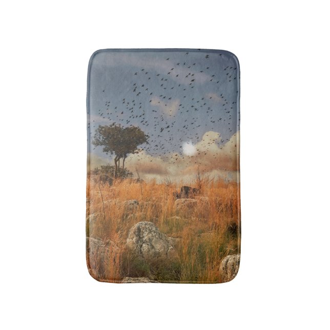 Bath Mat Lonely Tree And Birds (Front Vertical)