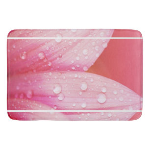 Bath Mat/Pink Flower Pedals with Dew Drops Mat