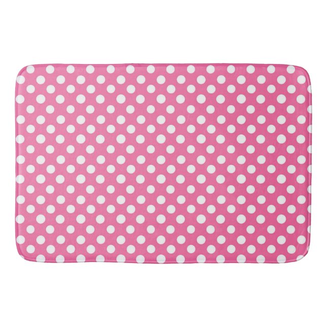 Bath Mat/Pink & White Polka Dots Mat (Front)