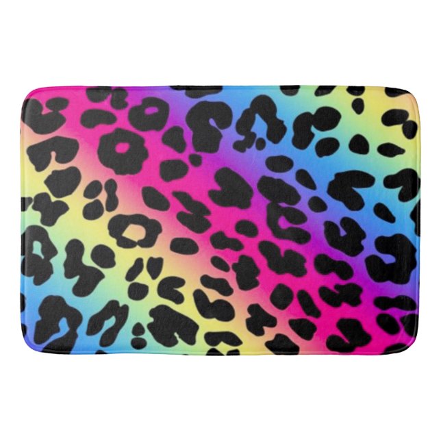 Bath Mat/Rainbow Leopard Print Mat (Front)