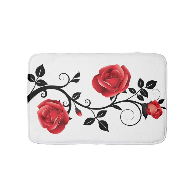 Bath Mat-Red Rose Vine Mat (Front)