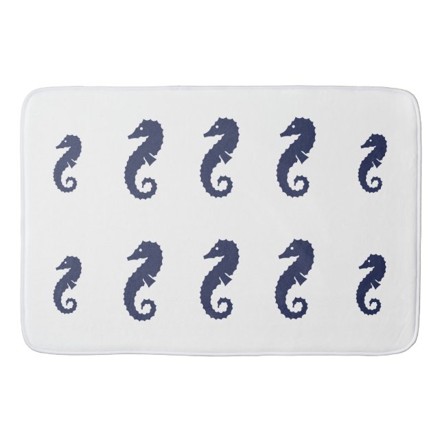 Bath Mat - Sea Horses (Navy Blue) (Front)