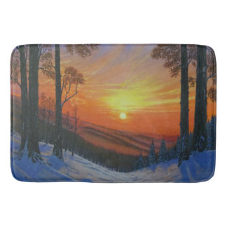 Bath Mat - "Sunset Over Snowy Forest"