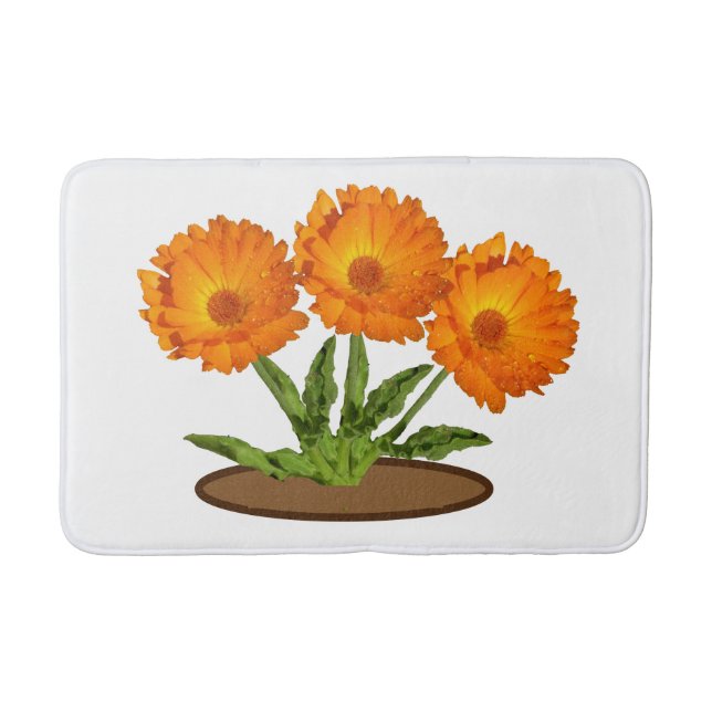 Bath Mat - Three Orange Calendula (Front)