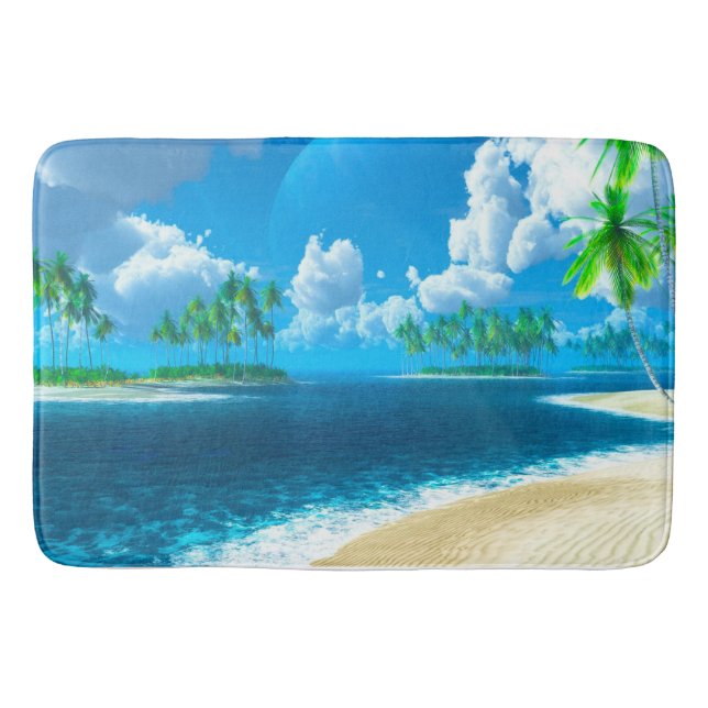 Bath Mat/Tropical Beach with Palm Trees Bath Mat (Front)