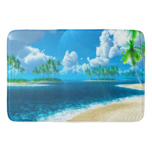Bath Mat/Tropical Beach with Palm Trees Mat