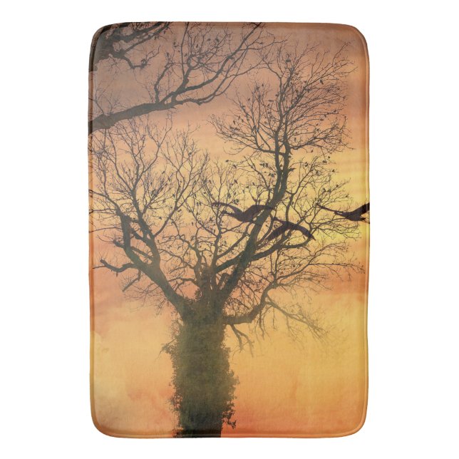 Bath Mat Twisted Autumn Tree At Sunset (Front Vertical)
