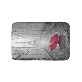 Bath mat with Eiffel Tower and a red umbrella