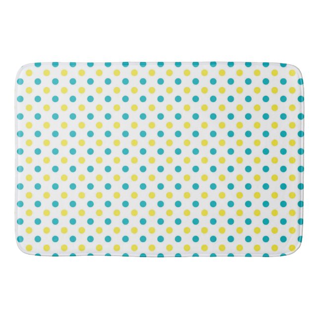 Bath Mat/Yellow & Teal Polka Dots Bath Mat (Front)