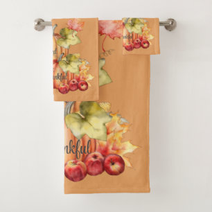 Bath Orange Be Thankful, Be Blessed Bath Towel Set