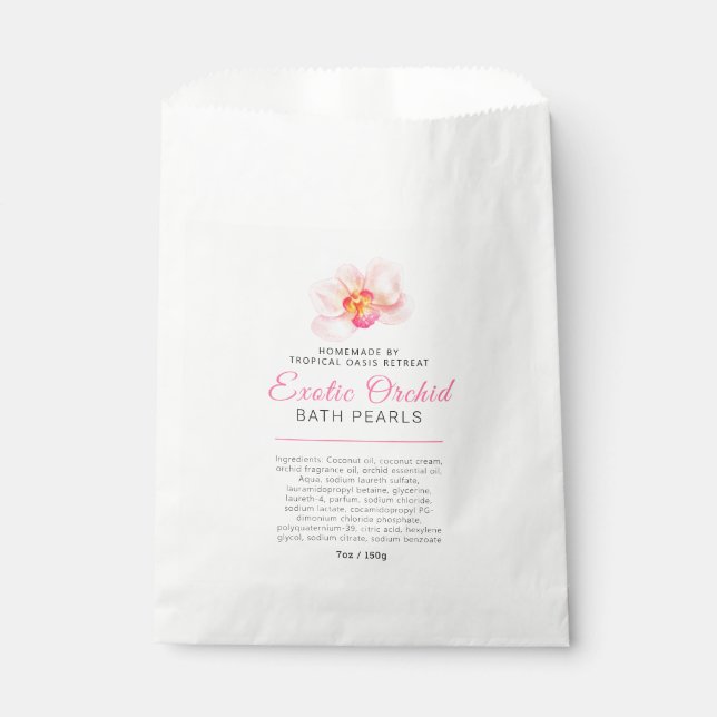 Bath pearls orchid ingredients beauty product bag (Front)