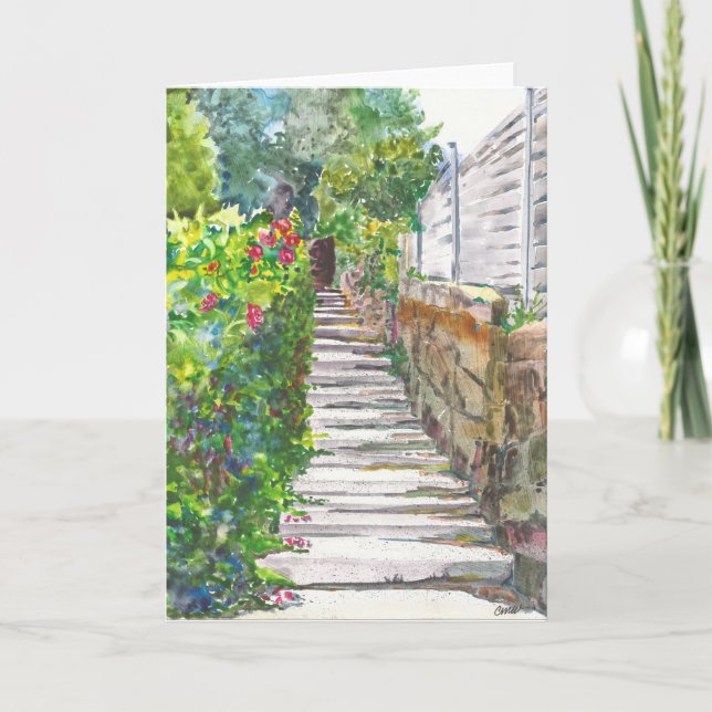 Bath Steps Watercolor Greeting Card (Front)