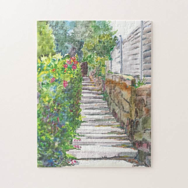Bath Steps Watercolor Puzzle (Vertical)