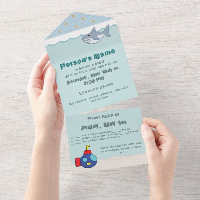 Bath Time Fancies All-in-One Invitation (Tearaway)