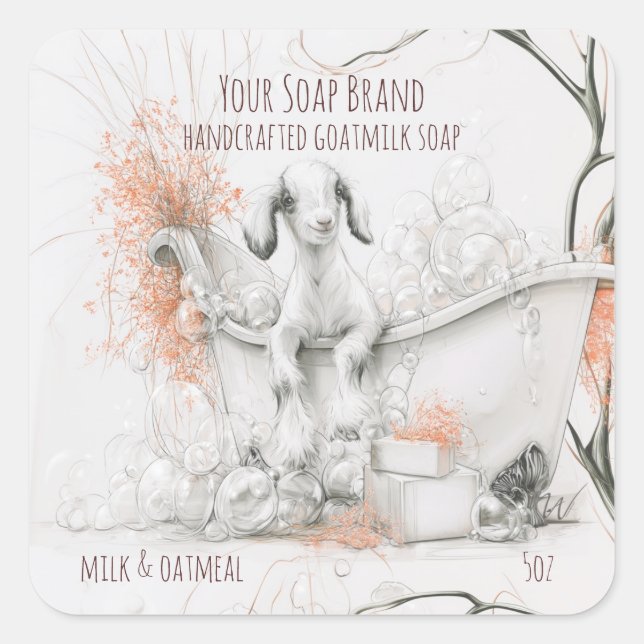 Bath Time for Baby Goat Handmade Soap Label (Front)