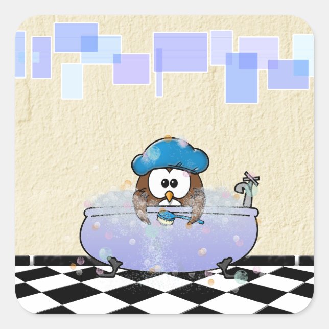 bath time fun square sticker (Front)