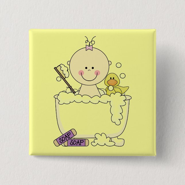 Bath Time Girl Tshirts and Gifts 2 Inch Square Button (Front)