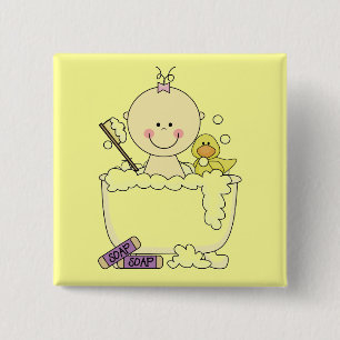 Bath Time Girl Tshirts and Gifts 2 Inch Square Button