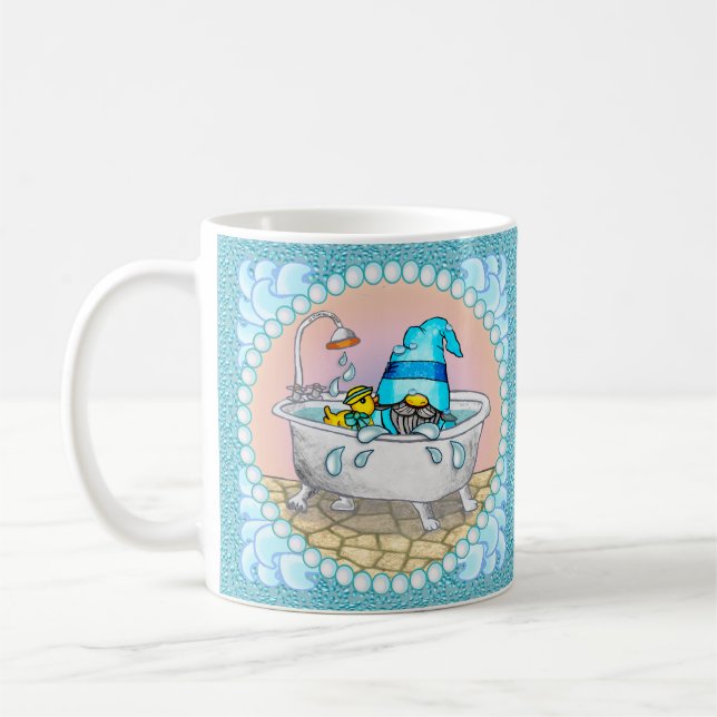 Bath time gnome  coffee mug (Left)