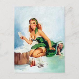 Bath Time Pin Up Postcard