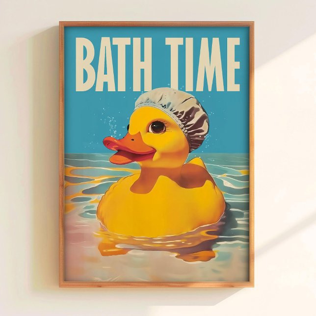 Bath Time Rubber Duck Print â€“ Retro Bathroom Wal (Creator Uploaded)