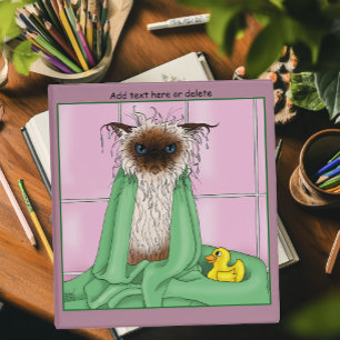 Bath Time Siamese Cat Binder