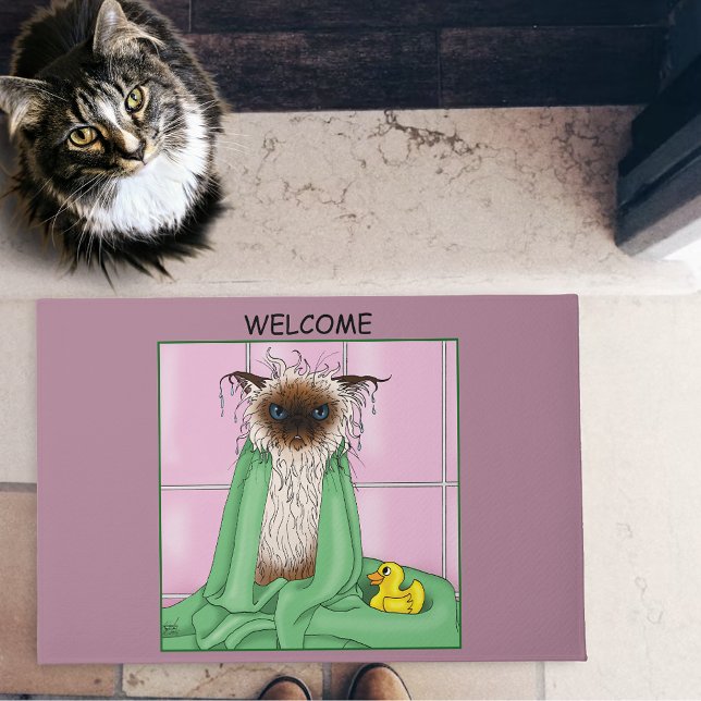 Bath Time Siamese Cat Doormat (Creator Uploaded)
