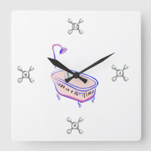Bath Time Square Wall Clock