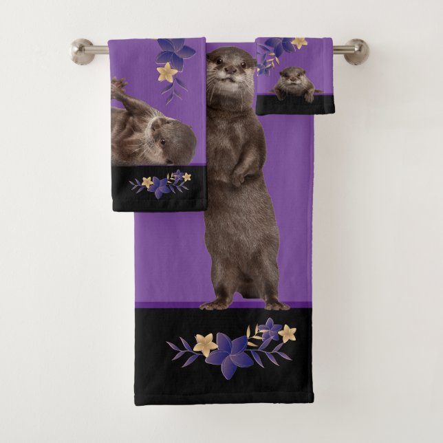 Bath Time Weasels  -  Cute Otters Bath Towel Set (Insitu)